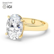 Oval Diamond Engagement Ring 18k Yellow Gold Labgrown 5 Ct Solitaire