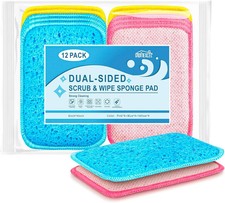 12 Pack Scrub Wipe Cloths, Dual-Sided Sponges for Kitchen, All-Purpose Cloth f