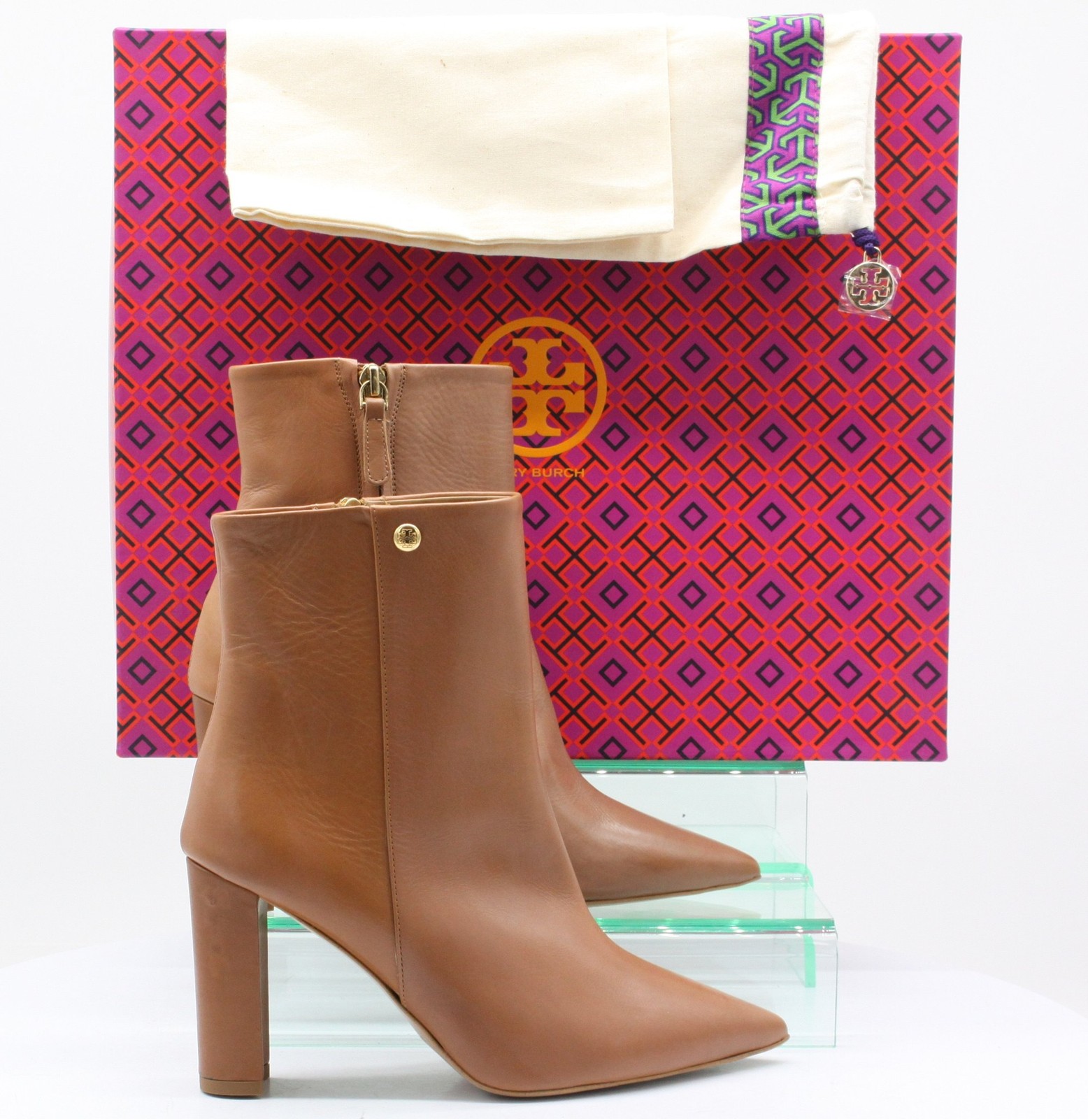 TORY BURCH PENELOPE 90MM WOMENS ANKLE BOOTS UK 3.5 EU 36.5 TAN RRP £329 AD