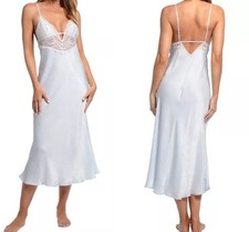 NWT Linea Donatella Women  s Luxe Satin Bridal Lingerie Long Gown Slip Dress M