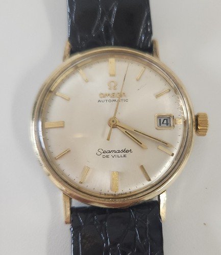Vintage 14k Yellow Gold Omega Automatic Seamaster De Ville Men's Watch with Date