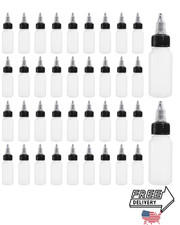 40 Pack 1oz Dispensing Bottles Boston Round HDPE Plastic with Twist Top Cap