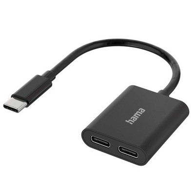 Hama Audio-Adapter USB-C zu 2x USB-C Laden Musik für Headset Kopfhörer Ladekabel