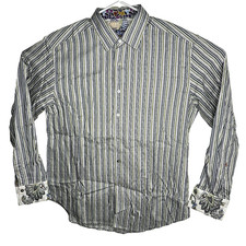 Mens Robert Graham Long Sleeve Button Up Shirt Striped Size XL Multicolor