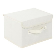 Storage Boxes, Collapsible Storage Bins with Lids, 10.2x7.9x6.7in 1-pack Beige