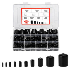330pc Round Rubber End Cap Kit Black PVC Screw Bolt Thread Protector Cover Set