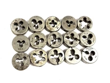 ASSORTED LOT OF ROUND THREAD DIES -LOT OF 15- 10-24 TO 1/2-20