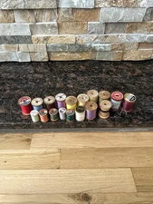 Lot of 18 Vintage Wooden Spools Of Used Thread Mixed Brands