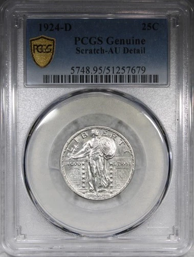 1924-D Standing Liberty Quarter PCGS AU Details Scratch