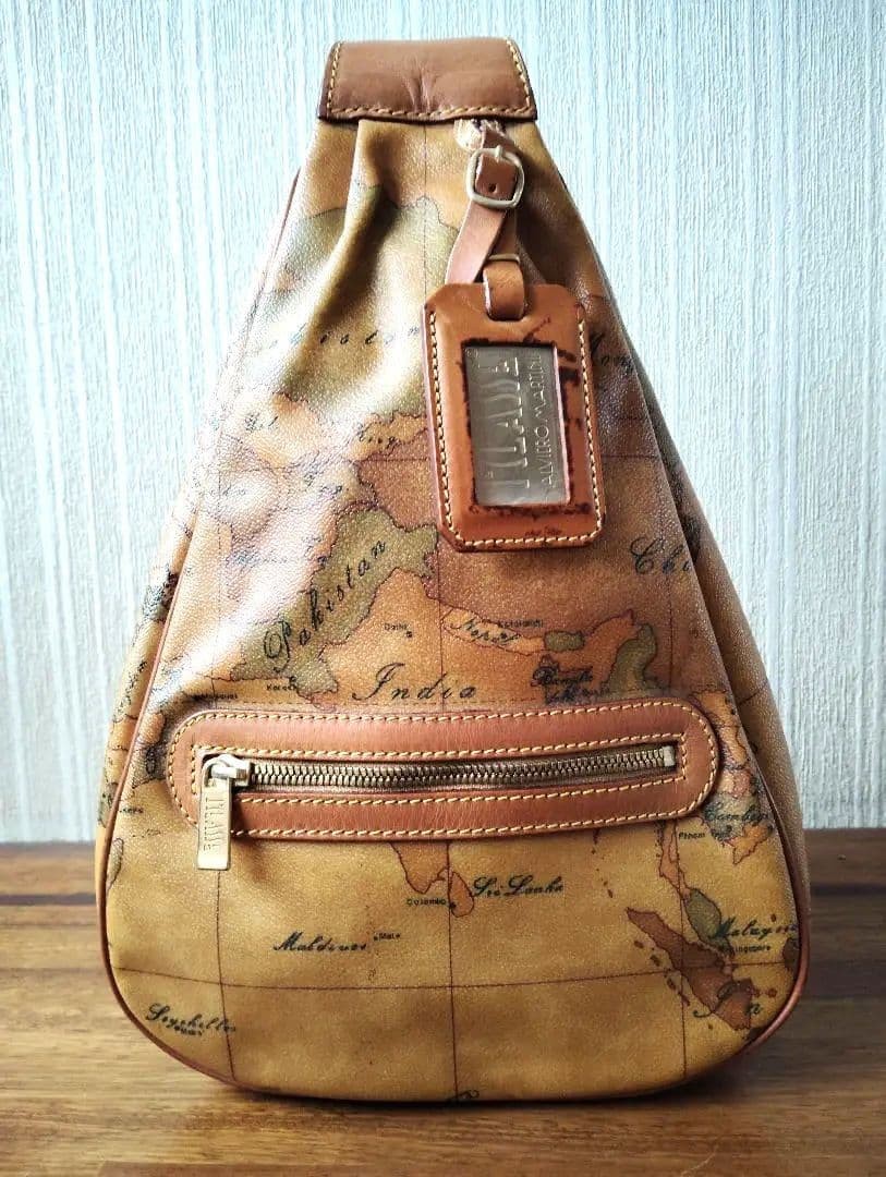 Prima Class PVC Shoulder Bag Map Pattern Tear-Sha… - image 1