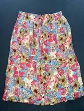 Sag Harbor Prophecy Maxi Skirt Multicolor Floral Pleated Button Front 1X A009582