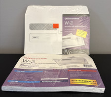 Lot of 2-Office Depot Double-Window Self-Seal W-2 Envelopes 25 in each pack