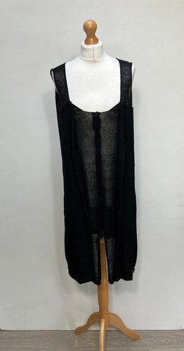 Crea Concept Dress Womens UK 12 Black Sheer Linen Mix Lagenlook Lightweight