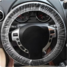 100 PCS Disposable Steering Wheel Cover, Plastic Clear Auto Steering Wheel P