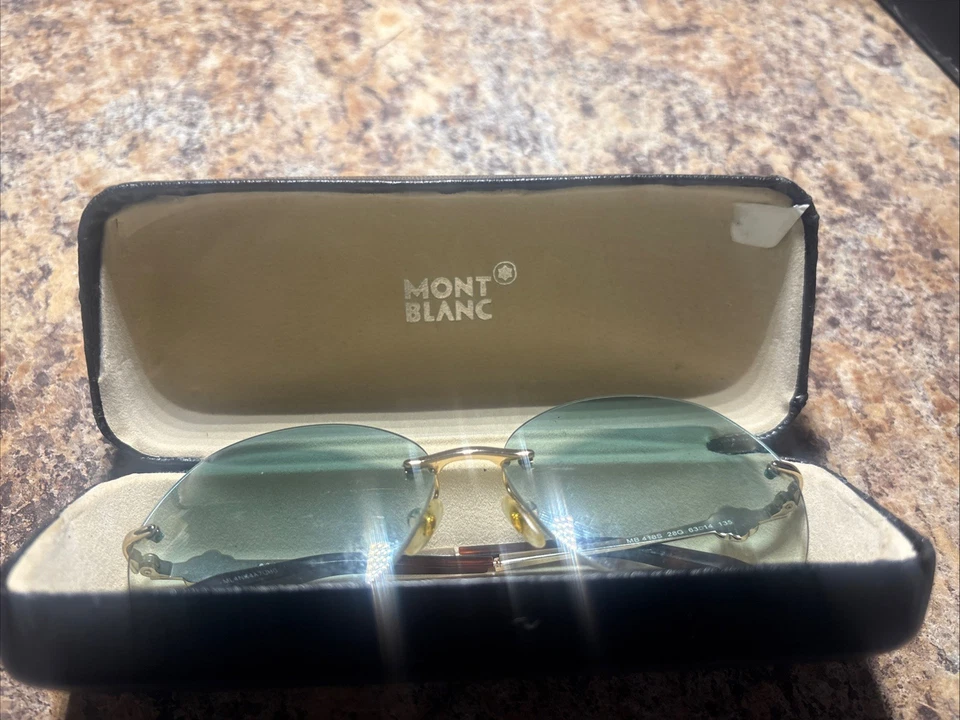 Очки солнцезащитные MONT BLANC без оправы MB 418S 6314 135 золотистые градиентные линзы с чехлом для использования - Изображение 2 из 4