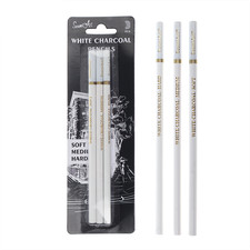 3pcs White Sketch Charcoal Pencils for Sketching Painting Drawing