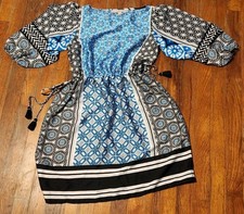 Ann Taylor Loft Dress Size XXS Womens 33" Length Baloon Sleeve Tassel Tie #S!-15