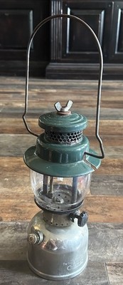 Vintage Coleman 242C Nickel Sunshine of the Night lantern Pyrex globe