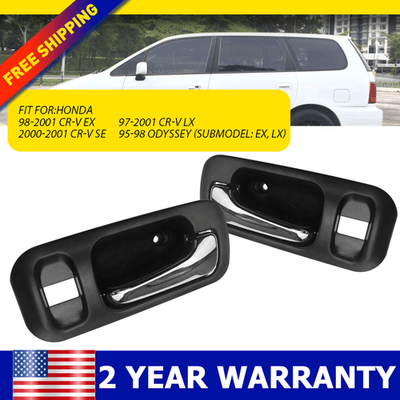 #ad For 1997 2001 Honda CRV?Front Door Inside Handles Set Black Chrome Inner Parts $14.24