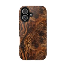 Realistic Medium Dark Stain Wood Grain Phone Case