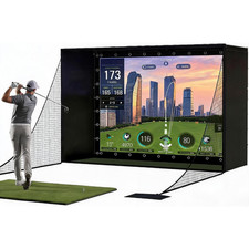 Golf Simulator Enclosure 11x8/8.5x8.5ft 4K Screen Cage Nets Sandbags Easy Setup