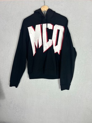 MCQ, schlichter schwarzer bedruckter Damenpullover Kapuzenpullover, Gr. XL - nagelneu