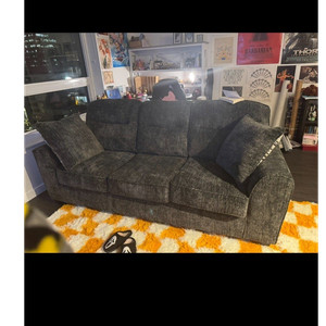 Dark Gray Contemporary 3-Seater Sofa Wood Frame Polyester Upholstery