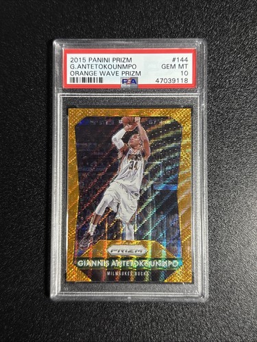 2015 Panini Prizm Giannis Antetokounmpo Orange Wave Prizm PSA 10 POP 9 Rare