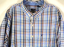IZOD-Mens Long Sleeve Preppy Button-Down Shirt-3XL XXXL-Big/Tall-Plaid Casual