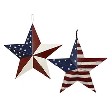 2pcs Patriotic Metal Barn Star Outdoor Indoor Hanging Wall Decor Star Ornamen...