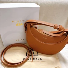 Polène Numéro Dix Half Moon Shoulder Bag Brown Leather Women Used Authentic