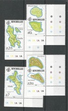 SESZELE 1982 Michel: 503/506 Yvert: 498/501 kompletny idealny zestaw narożników MNH/W dobrym stanie