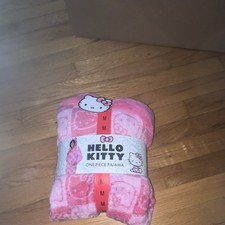 Hello Kitty Fleece Hooded Zip One Piece Pajama Pink Graphic Print Logo Bow M