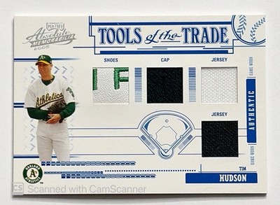 2005 Playoff Absolute Memorabilia Materials Quad Shoes Jersey Hat Tim Hudson /50