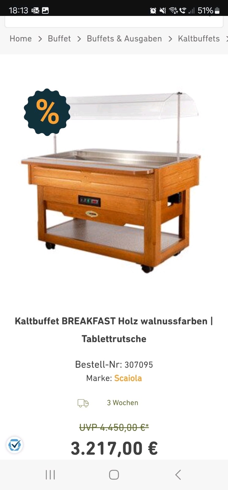 Warmbuffet walnussfarben Holz walnussfarben | Tablettrutsche