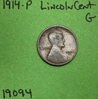 1914-P Lincoln Wheat Cent  / Penny 1c Good See Pics