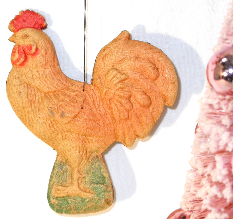 Antique Victorian Dresden Paper Rooster Chicken Christmas Ornament Germany 1900s