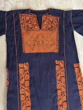 Vintage Palestinian Traditional Thobe- Hand-Embroidered Tatreez Dress