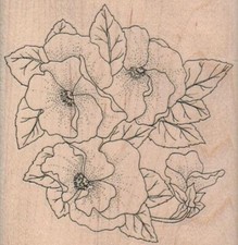 Pansies 3 x 3" Rubber Stamp, Flower Stamp, Plant Stamp