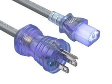 Hospital Grade Power Cord NEMA 5-15P to IEC320 C13 , Gray - 3/6/10/15/25 ft