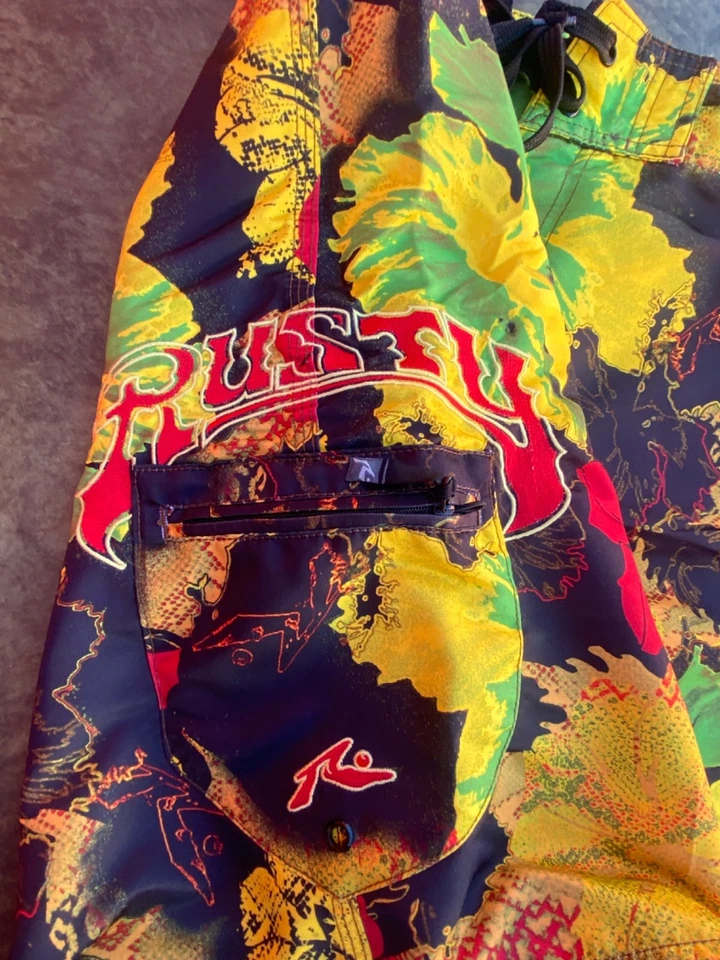 Boardshorts vintage oxidados para hombre 33 pantalones cortos de surf florales hawaianos Foto 4 de 4