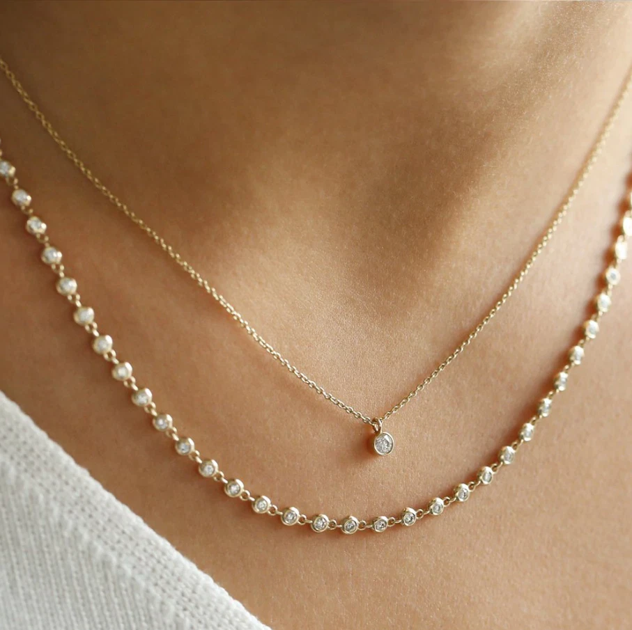 Goldkette 585 14K Rosegold Halskette Tennis mit 82 Brillanten Diamanten VS - Bild 3 von 4