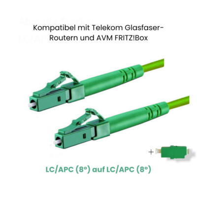 CONBIC  5m-30m LCA LCA (8°) SIMPLEX Glasfaser Grün FritzBox + FREE LC ADAPTER
