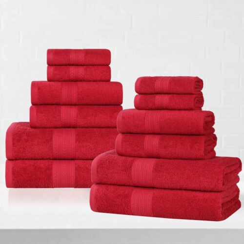 Eco-Friendly Cotton Highly Absorbent Quick Drying 12-Piece Assorted Towel Set - Picture 46 of 121