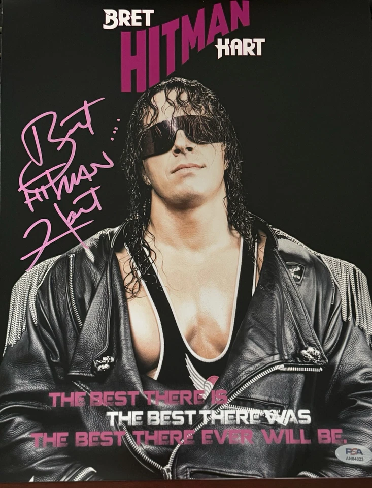 Bret Hart Autographed 11x14 Photo (Version 1) with Free Hitman shades! - Image 2 of 3