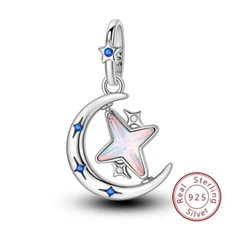 MULA 925 Sterling Silver DIY Charm CZ Starry Rotating Moon For Women Bracelet