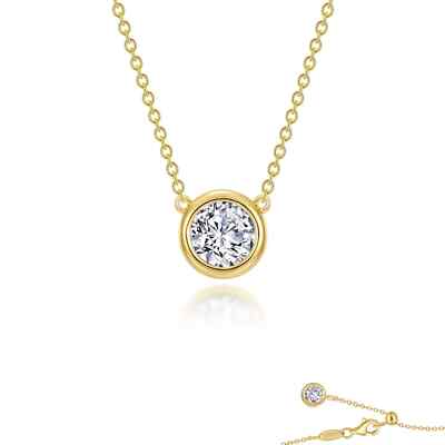 BRAND NEW Lafonn Gold Plated 1.25CTW Bezel-Set Solitaire Necklace N0295CLG16