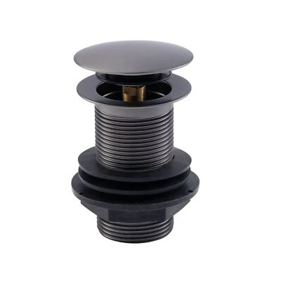 Unslotted Basin Waste Round Pop Up Plug Bathroom Gunmetal Grey Brass ENKI W15