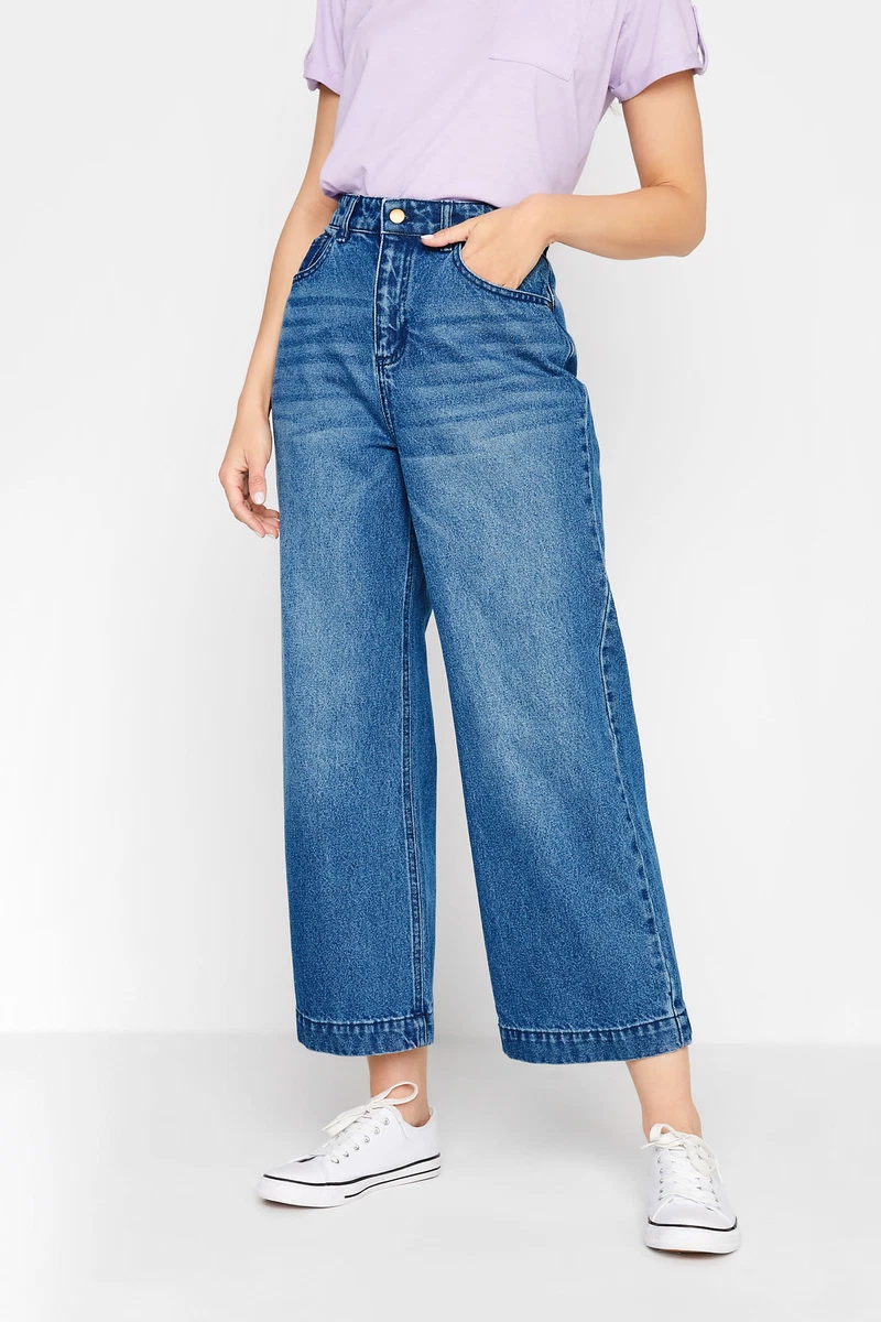 High waisted cropped store wide leg jeans