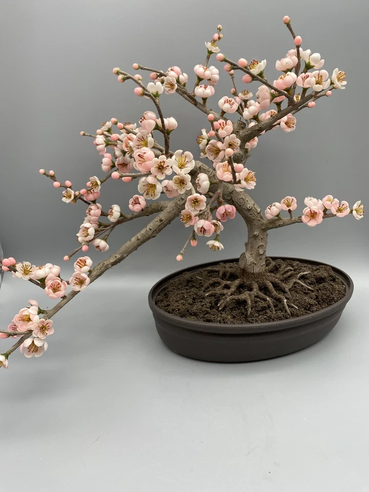 Árboles artificiales casi naturales 15" flor de cerezo maceta de plástico interior negro/rosa Foto 2 de 4